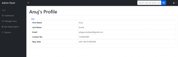 User Registration & Login and User Management System With admin panel