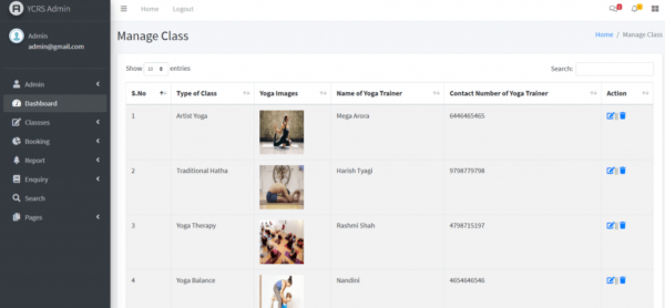 Yoga Classes Registration System