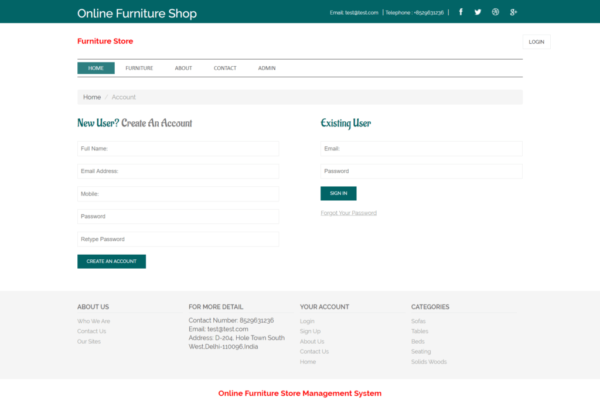 Online Furniture Shop Management System