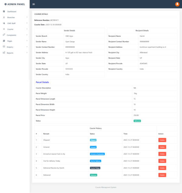 Courier Management System