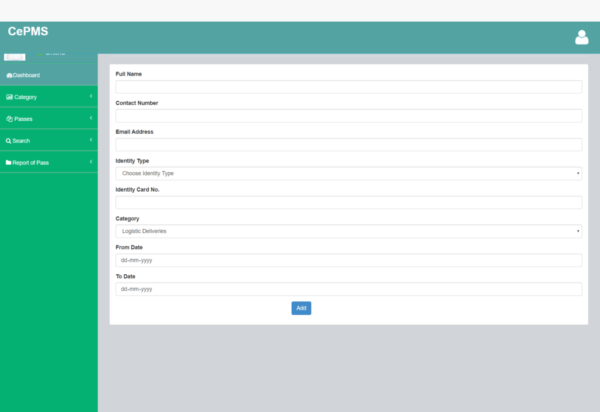 SPRWORK Infosolutions Curfew-Pass-Management-System-Add-Pass