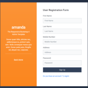 user registration form