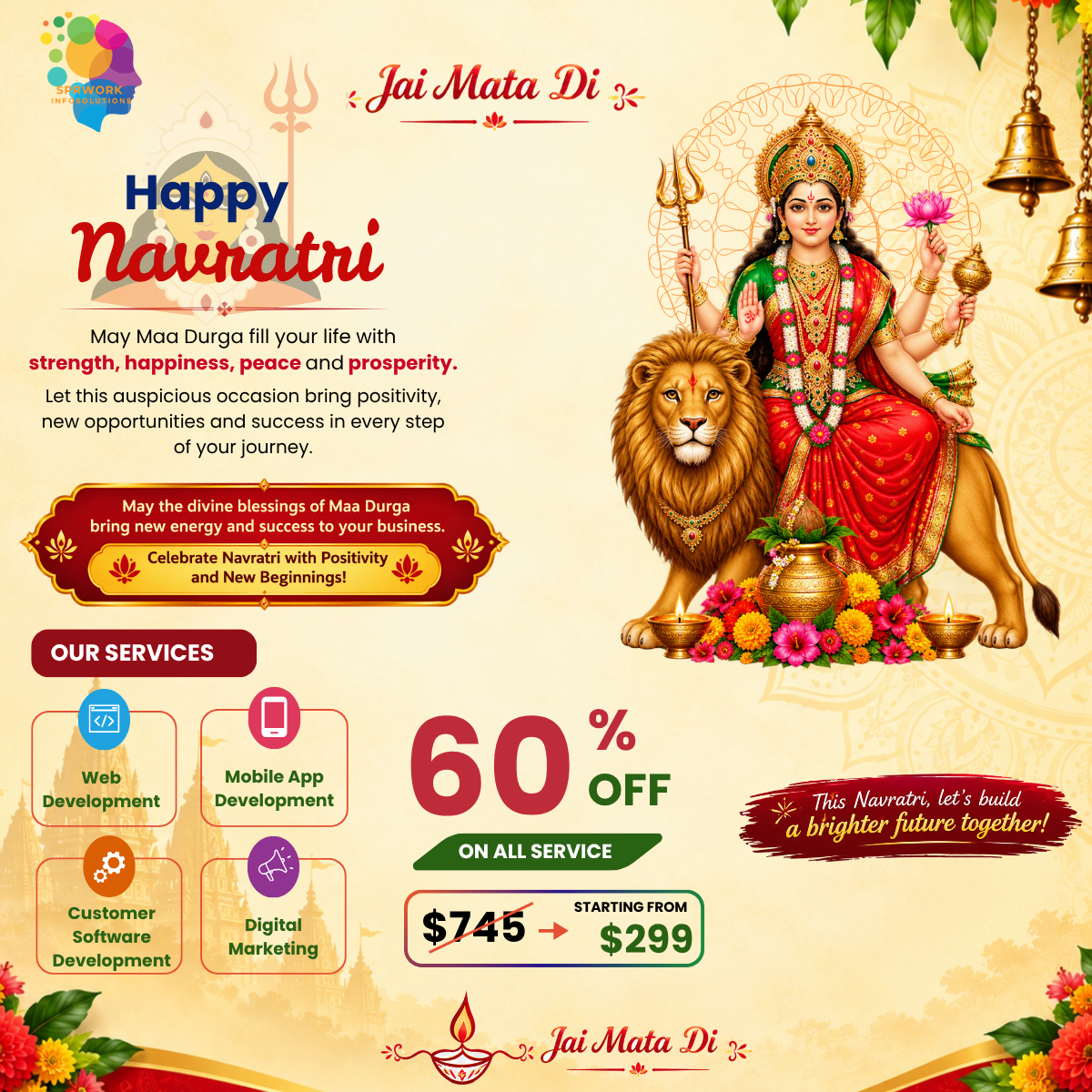 Happy Navratri: Celebrate Positivity, Prosperity, and New Beginnings with SPRWork Infosolutions