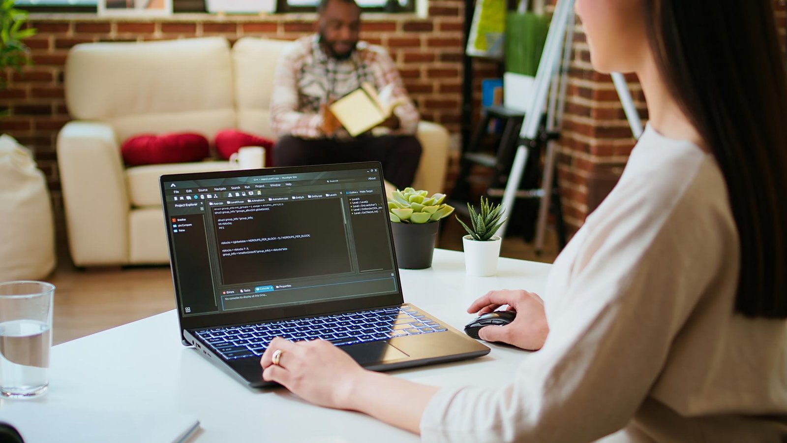 web development laptop workspace